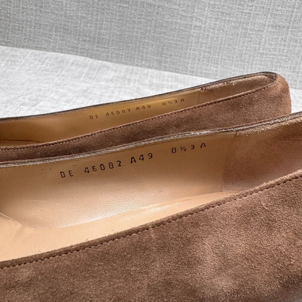 Salvatore Ferragamo Light Brown Suede Block Low Heels Size 8.5